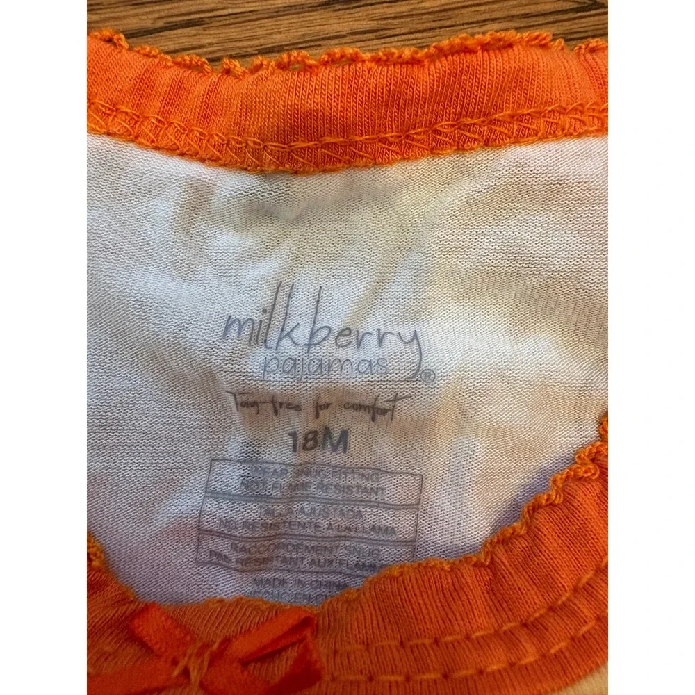 Milkberry‎ Pajamas Kids 18M Orange Pumpkin Sunflower Fall Sleepwear Set Snug Fit